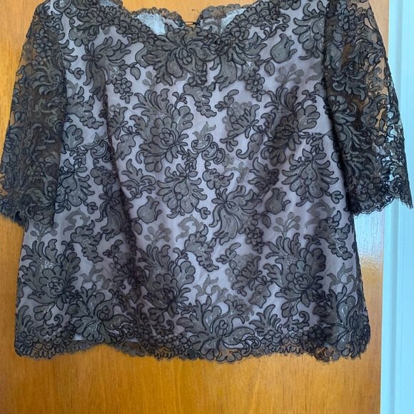 Vintage-Handmade in Italy Chic Brown Lace Women's Blouse - Picture 1 of 4